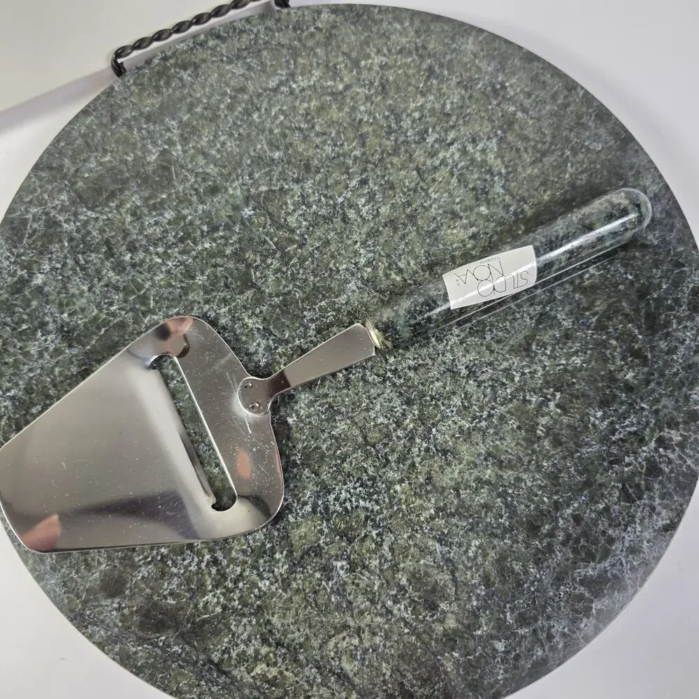 Studio Nova Green Marble Cheese Board Charcuterie Serving Tray & Cheese Slicer